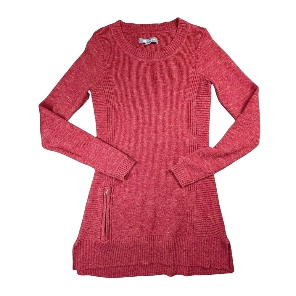 Title Nine Womens Red XS‎ Wool Blend Ribbed Longline Tunic Sweater Y2K Cozy Fall